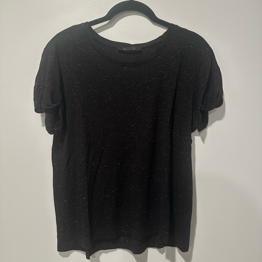 All Saints Short Sleeve Tee in Black & Silver